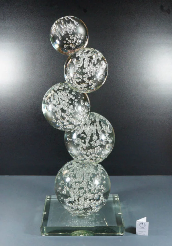 Sculpture 5 Spheres In Murano Glass - Murano Art Glass