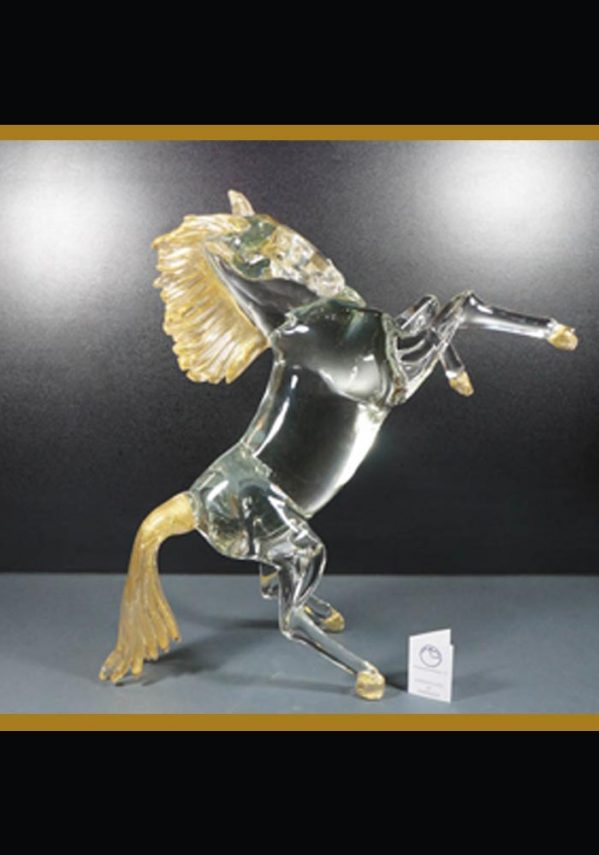 Starlight - Scultura Cavallo In Vetro Murano Con Oro 24kt