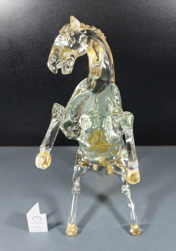 Starlight - Scultura Cavallo In Vetro Murano Con Oro 24kt