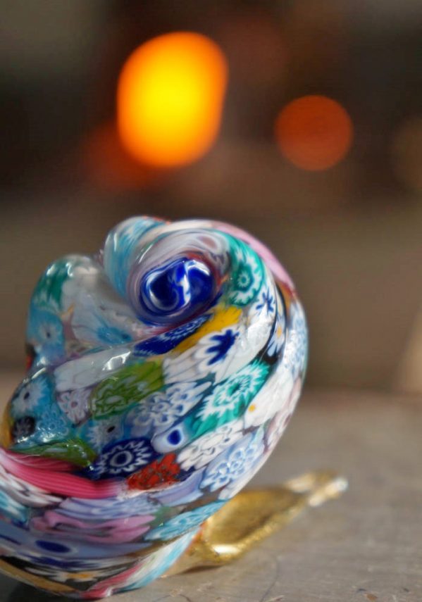 Murano Glass Animals Snail With Murrina And Gold - Murano Collection