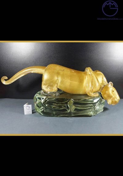 Murano Glass Animals – Golden Panther – Murano Art Glass