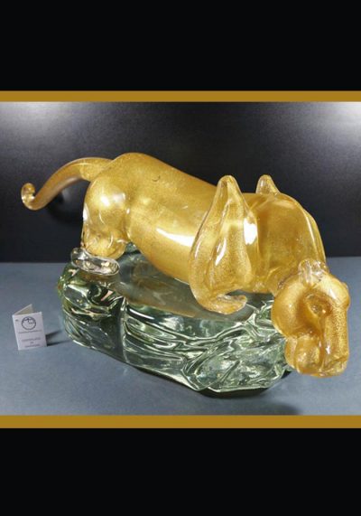 Murano Glass Animals - Golden Panther - Murano Art Glass