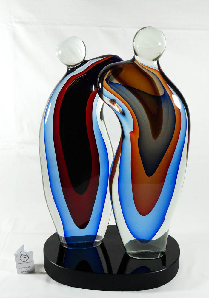 Murano Glass Abstract Lovers Sculpture - Alberto Donà Master
