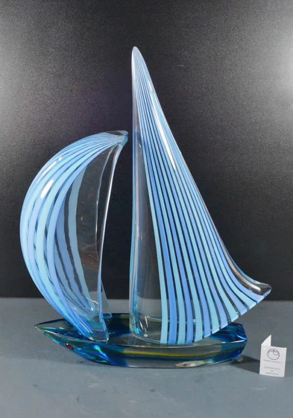 Sculpture Murano Glass Sailboat - Venetian Glass