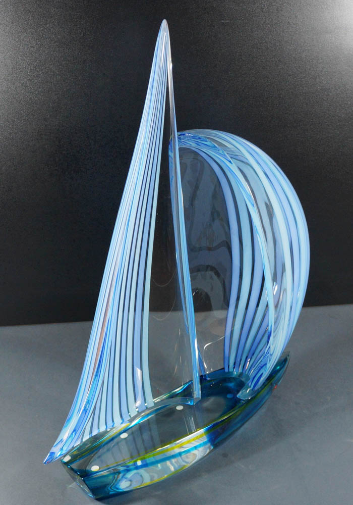 Sculpture Murano Glass Sailboat - Venetian Glass