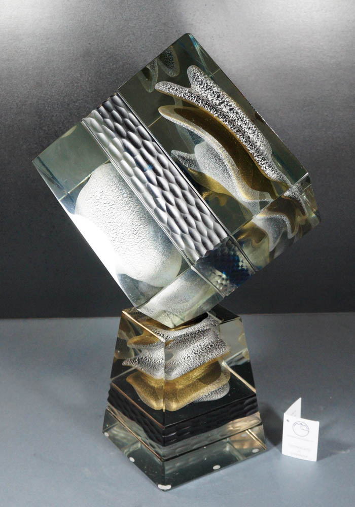 Murano Glass Square Sculpture - Venetian Glass - Made Murano