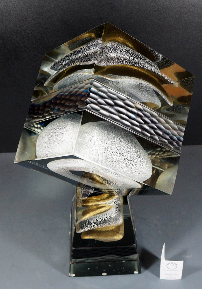 Murano Glass Square Sculpture - Venetian Glass - Made Murano