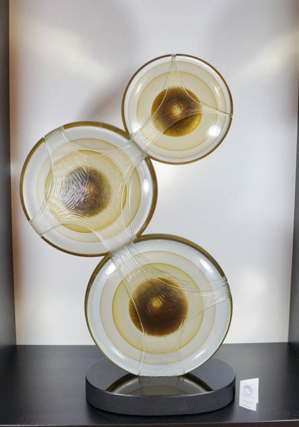 Murano Glass Three Discs Sculpture