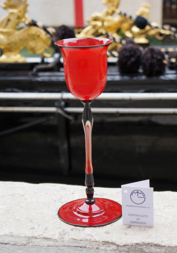 Venetian Glass Red Goblet - Murano Wine Glasses