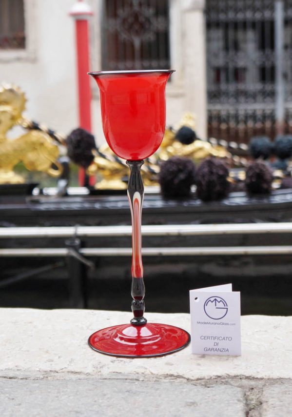 Venetian Glass Red Goblet - Murano Wine Glasses
