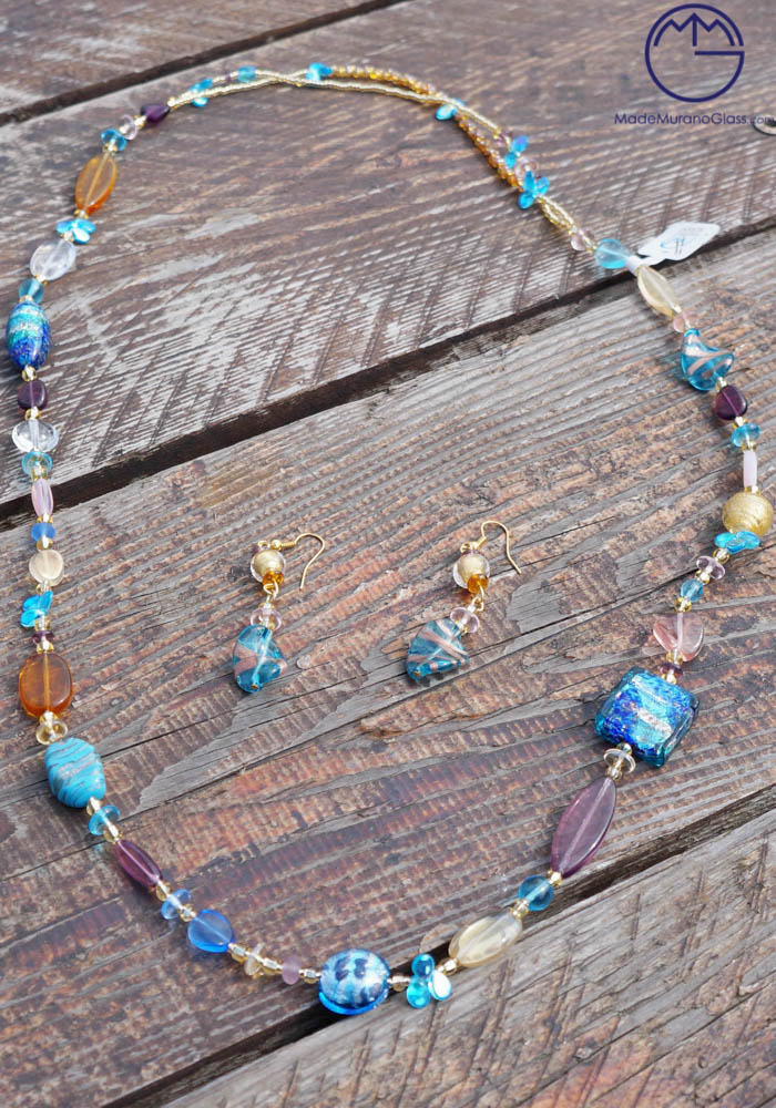Bristol Necklace And Earrings In Murano Glass Glass