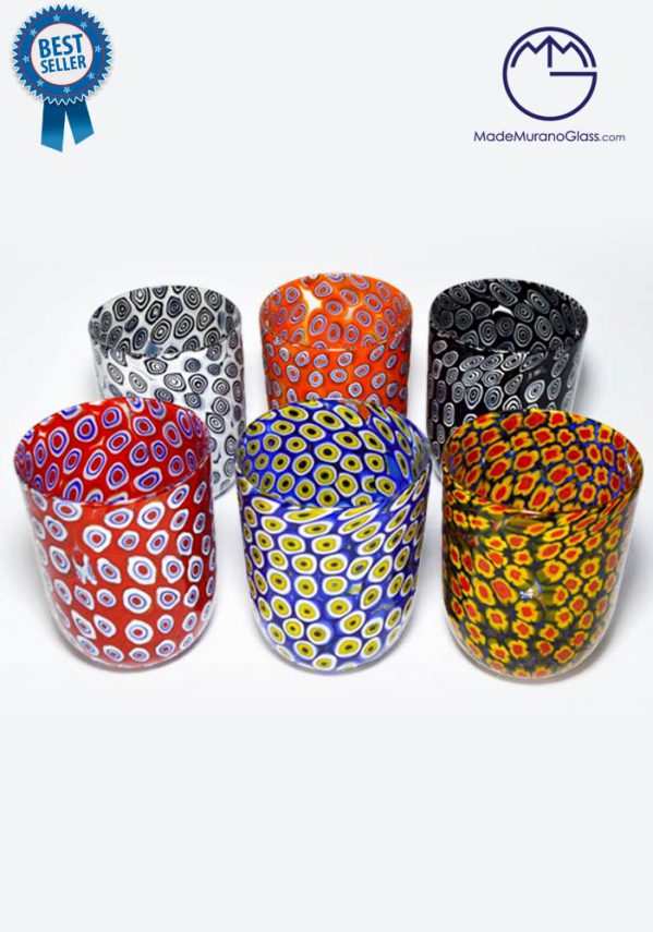 Set Di 6 Bicchieri Multicolore In Vetro Di Murano