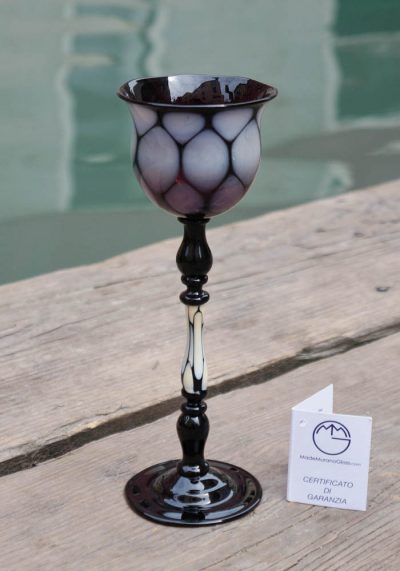 Venetian Glass Black Goblet - Murano Art Glass