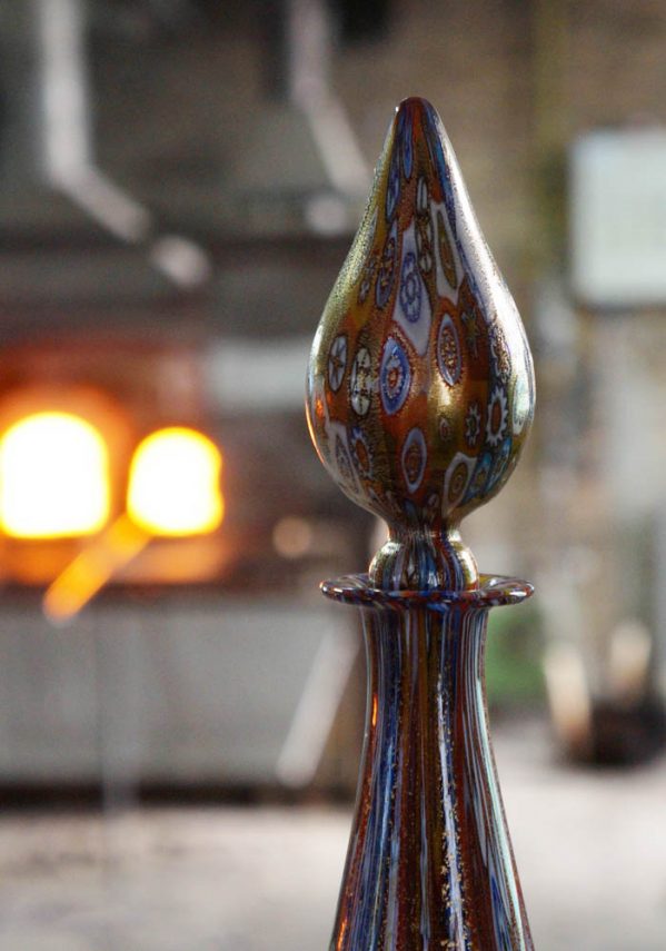 Murano Glass Bottle With Murrina Millefiori