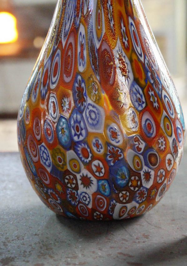 Murano Glass Bottle With Murrina Millefiori