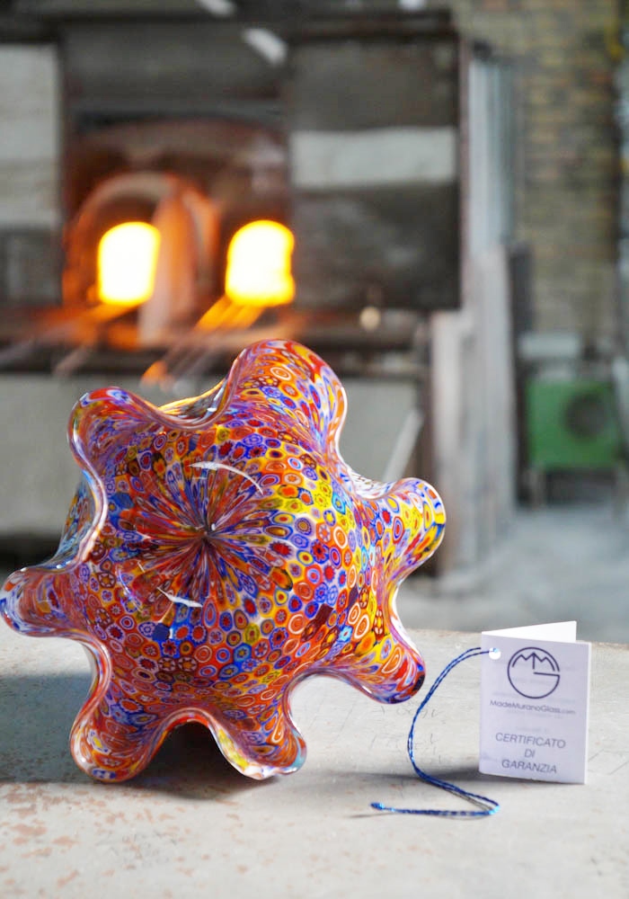 Venetian Glass Vase - Handkerchief - With Murrina Millefiori