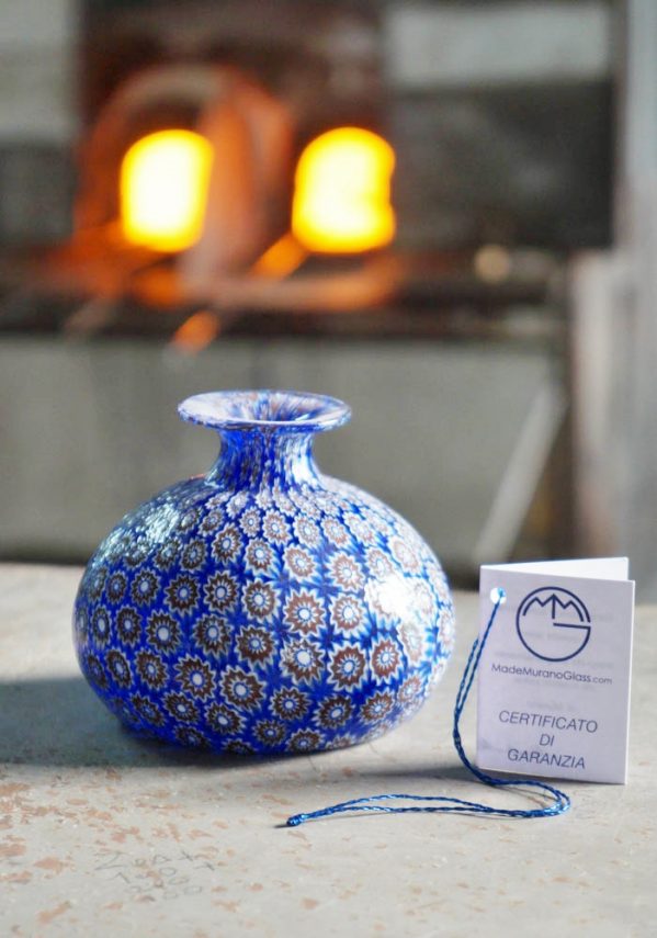 Onion-Shaped Murano Glass Vase With Murrina Millefiori
