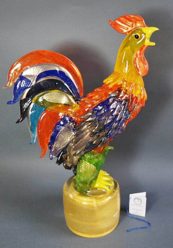 Murano Glass Birds - Multicolour Rooster - Venetian Glass