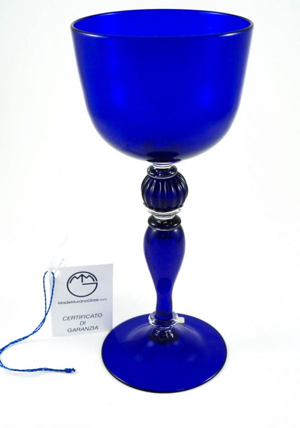 Venetian Glass Blue Goblet - Murano Wine Glasses