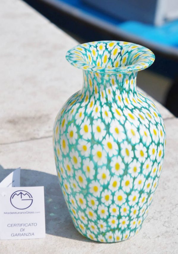 Murano Glass Vase - Flowers - With Murrina Millefiori