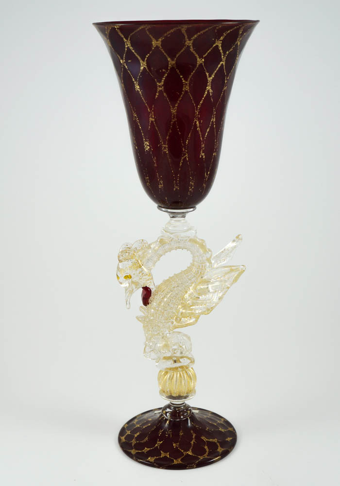 Exclusive Venetian Glass Goblet With Gold - Murano Collection