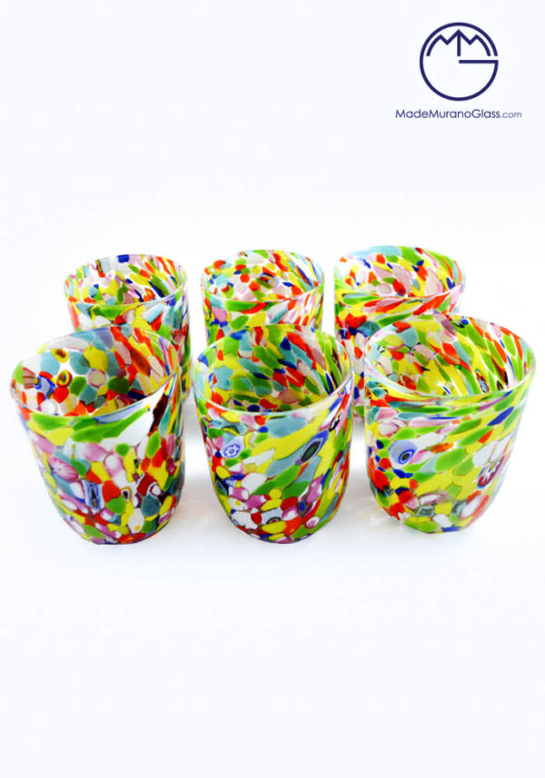 Set Of 6 Murano Drinking Glasses - Goto With Mace - Murano Art