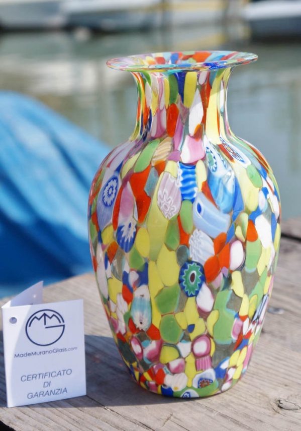 Venetian Glass Vase With "MACE" - Murano Glass