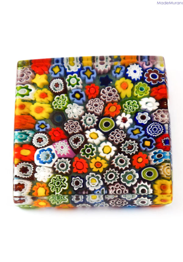 Murano Glass Paperweight With Murrine Millefiori - Venetian Glass