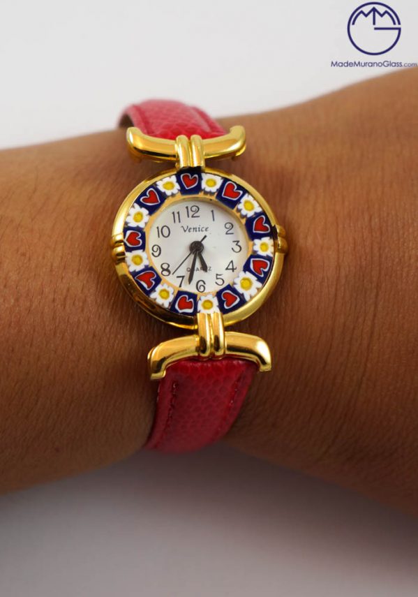 Maya - Murano Glass Wrist Watch With Murrina Millefiori