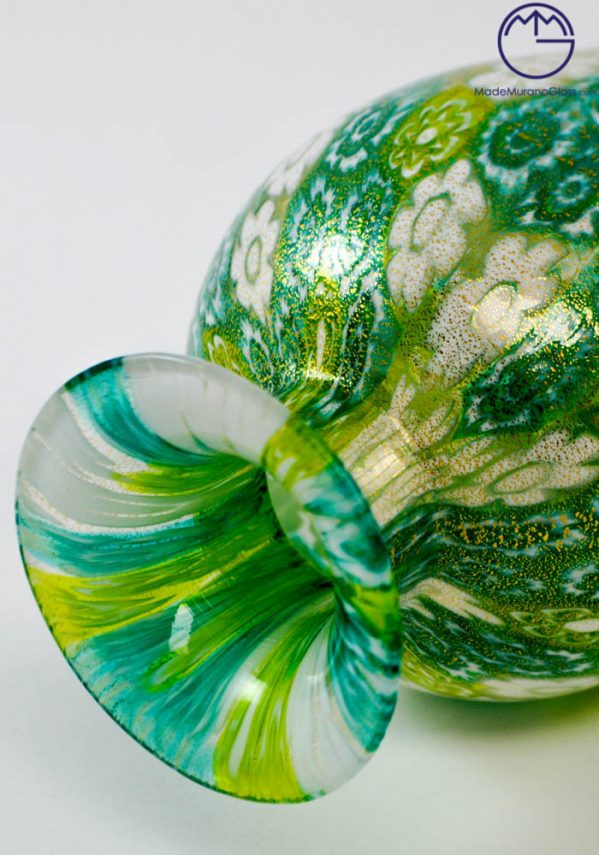Venetian Glass Vase “MIGNON” With Murrina And Gold