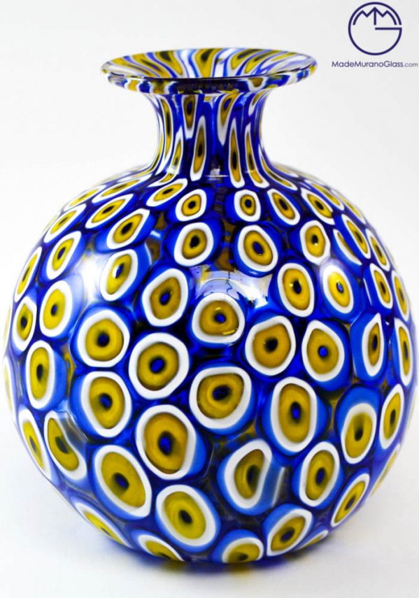 Collezione Vasi Di Murano Mignon Con Murrina Blue