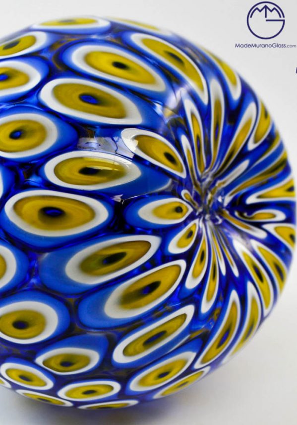 Venetian Glass Vase Mignon With Blue Murrina