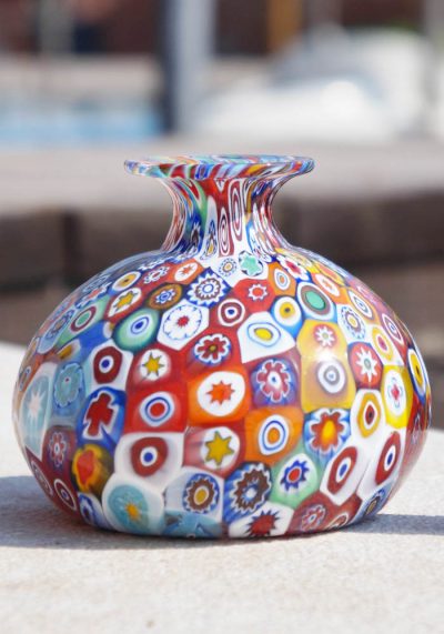 Venetian Glass Vase Onion-Shaped With Murrina Millefiori
