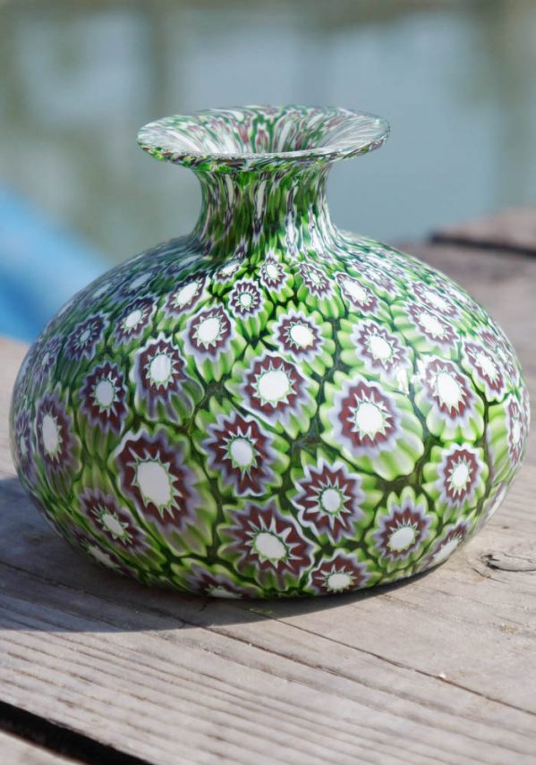 Venetian Glass Vase Onion-Shaped With Murrina