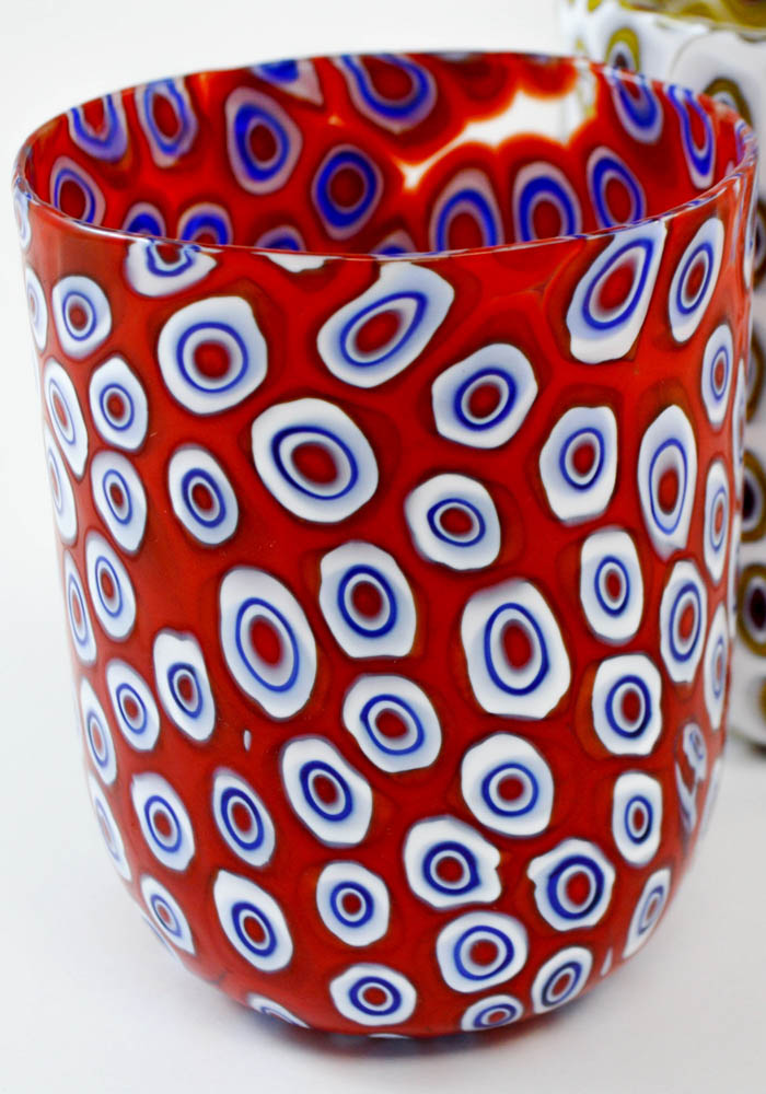Set Di 2 Bicchieri Vetro Murano - Goto Con Murrine Colorate
