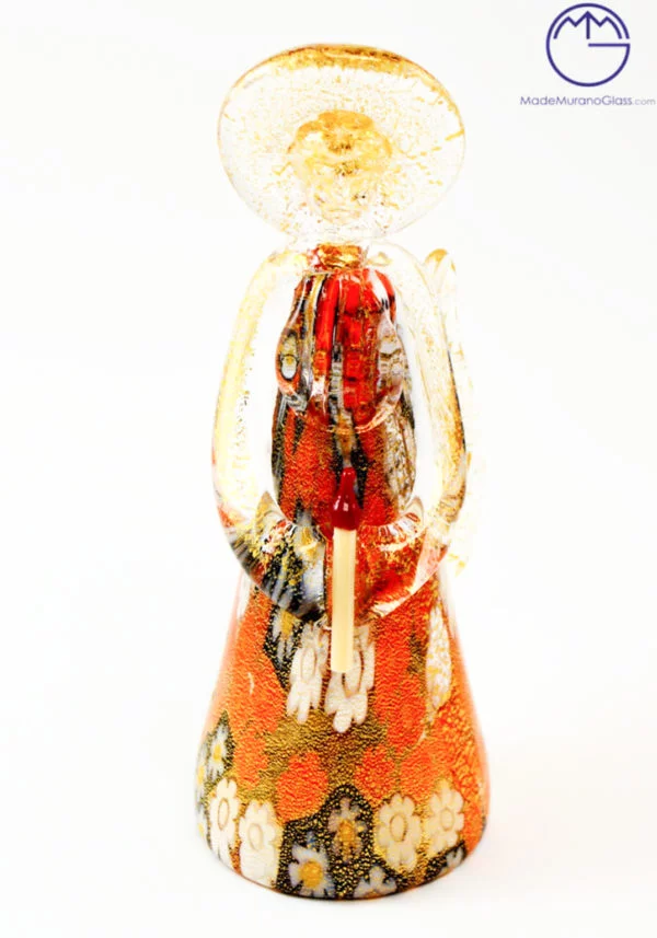 Murano Glass Angel With Murrina And Gold 24 Carats