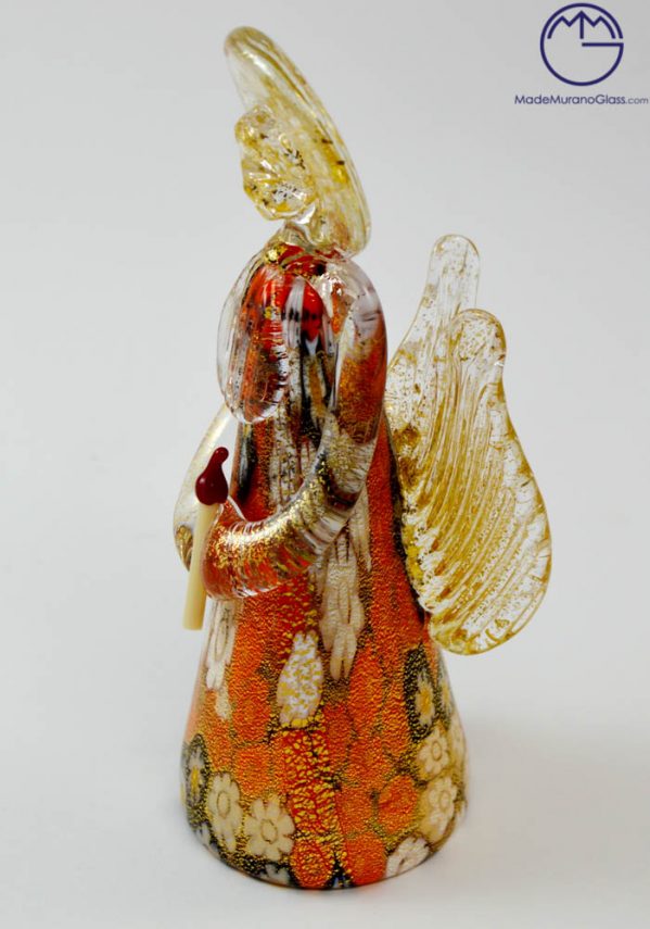 Murano Glass Angel With Murrina And Gold 24 Carats