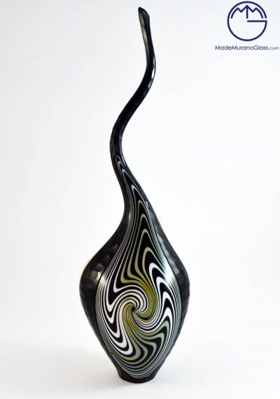 Venetian Glass Vase “African Spiral” Engraved – Murano Glass –
