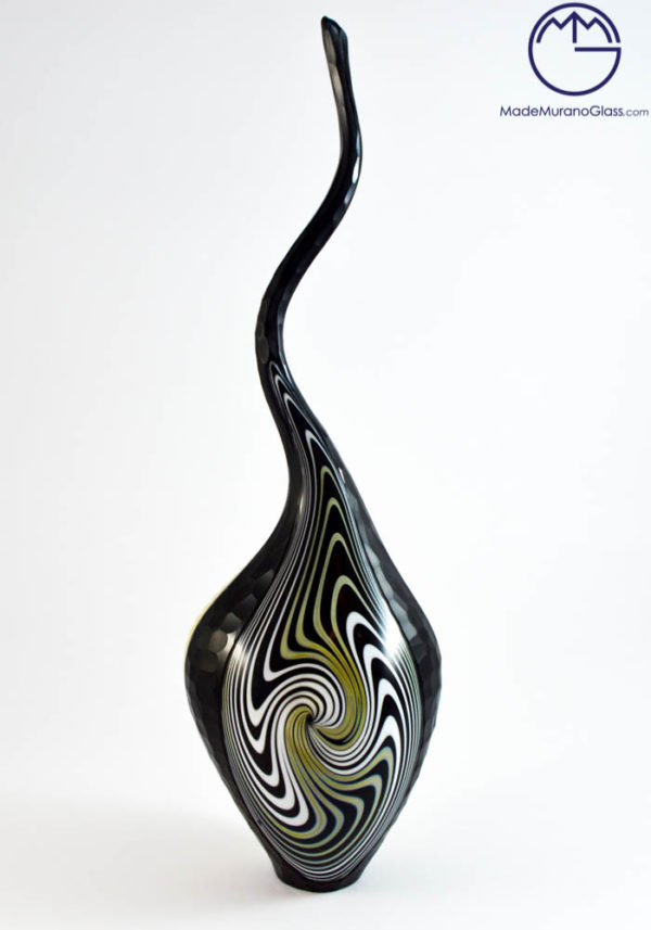 Venetian Glass Vase "African Spiral" Engraved - Murano Glass -