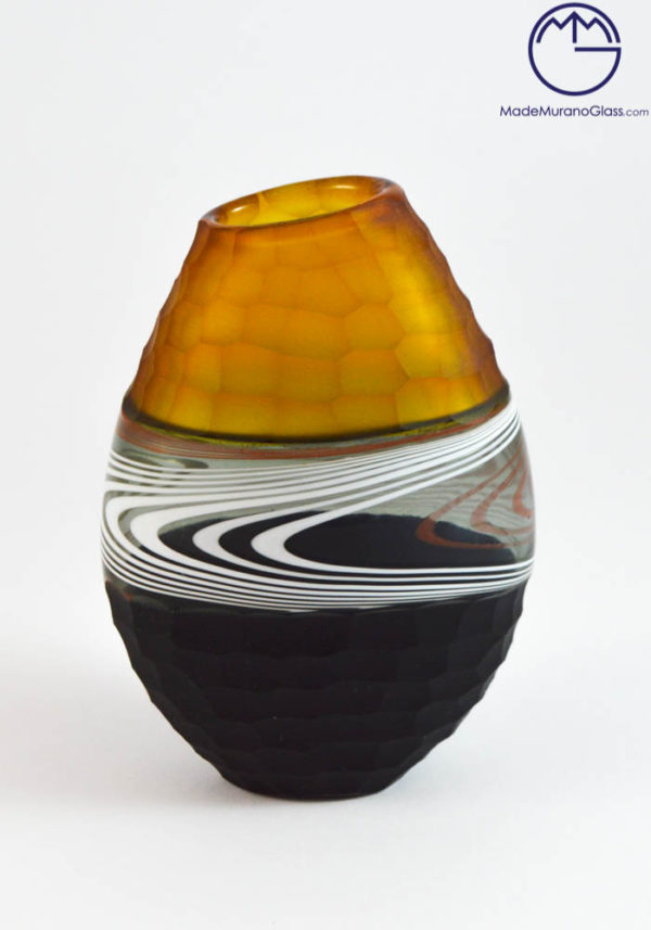 Minnesota - Venetian Glass Vase Engraved