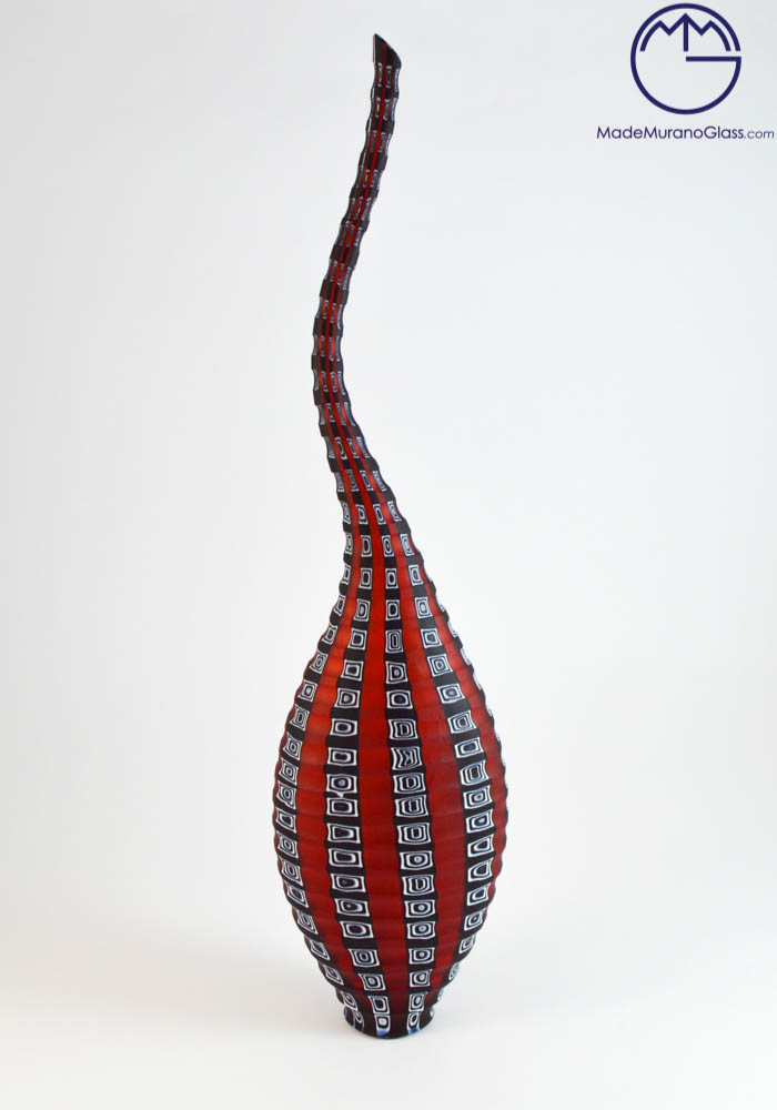 Nevada - Venetian Glass Vase Engraved With Murrina