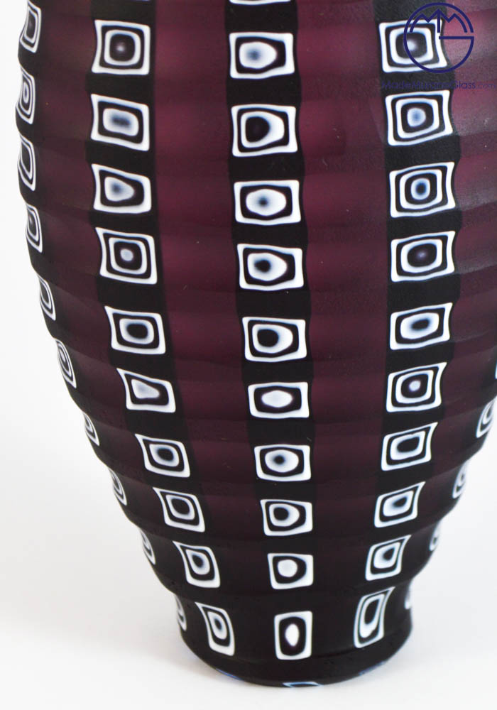New Hampshire Glass Vase Engraved With Murrina Made Murano