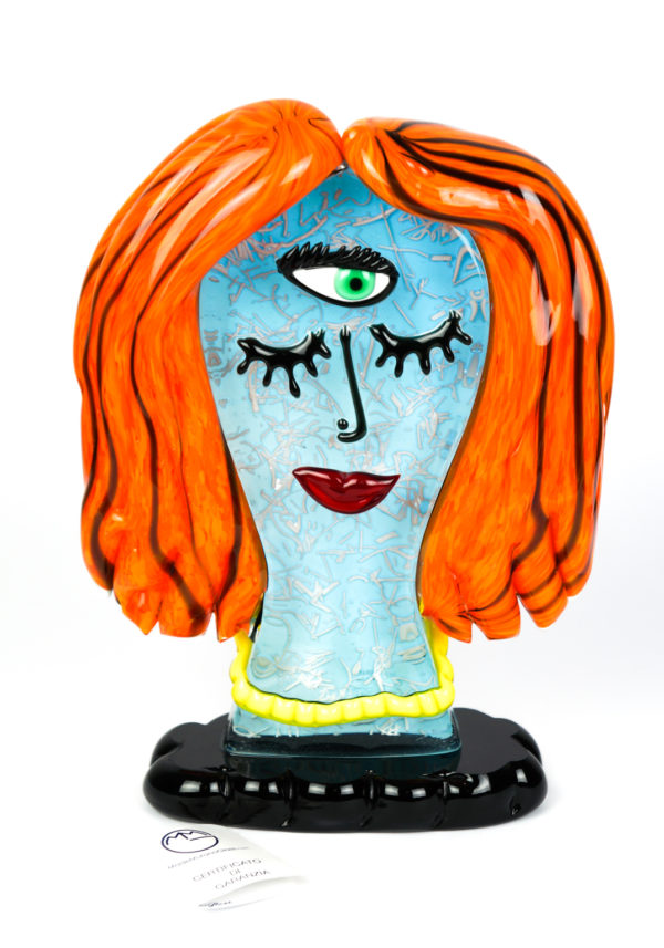 Sally Tribute To Pablo Picasso Pop Art Glass Sculpture Made Murano