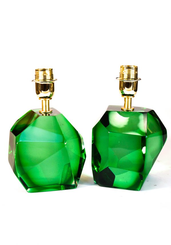 Rocce - Two Murano Glass Lamps Green