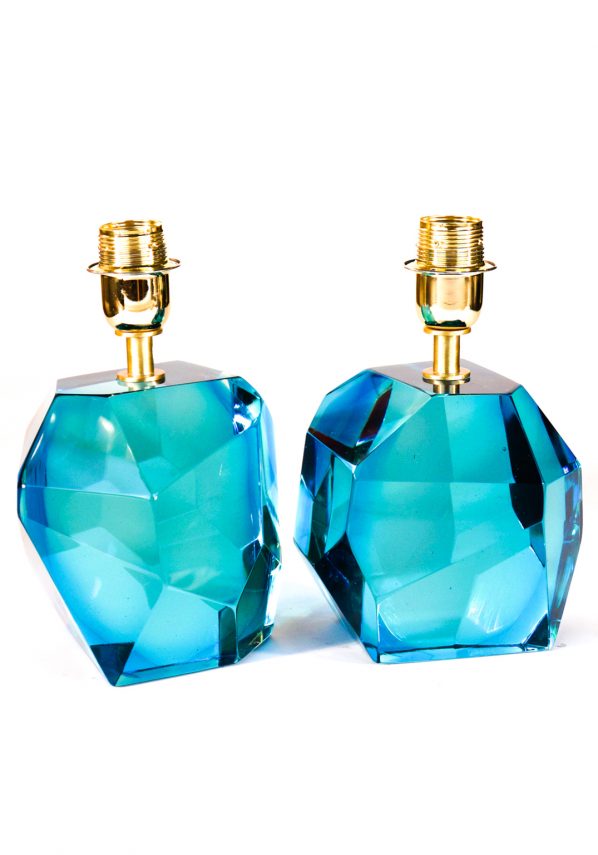 Rocce - Two Murano Glass Lamps Aquamarine