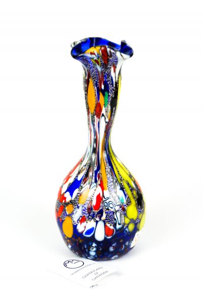 Wahl Murano Vase 28 cm Kronenvase mundgeblasen blau Glas Vase 970 g 1