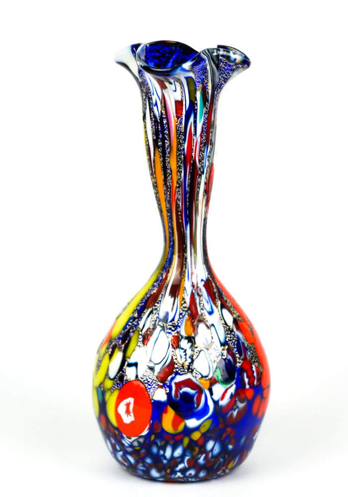 工芸品 Murano Glass Vase (Blue & Yellow) 工芸品 Murano Glass Vase (Blue & Yellow) Vintage Vase in
