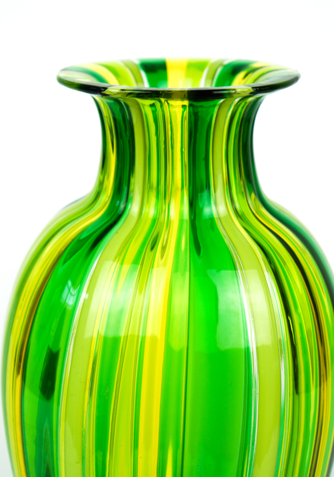 工芸品 Murano Glass Vase (Green & Yellow) Oyes - Green Murano Glass Vase 