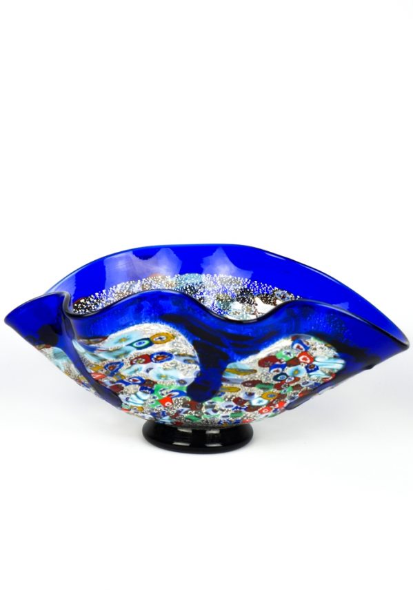 Liberty - Coppa Centrotavola Colature Blu - Made Murano Glass