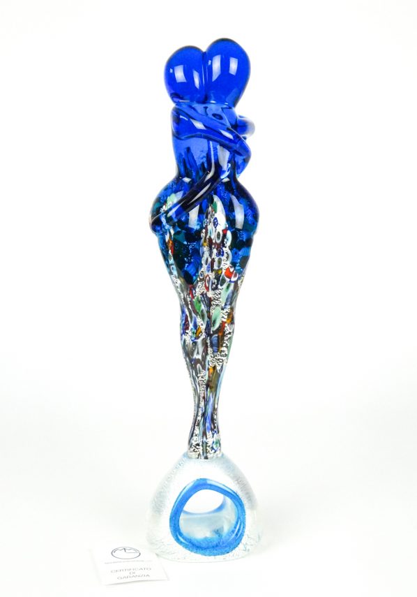 Lovers Sculpture - Millefiori Light Blue And Silver